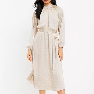 NWT LOFT dotted mock neck midi dress